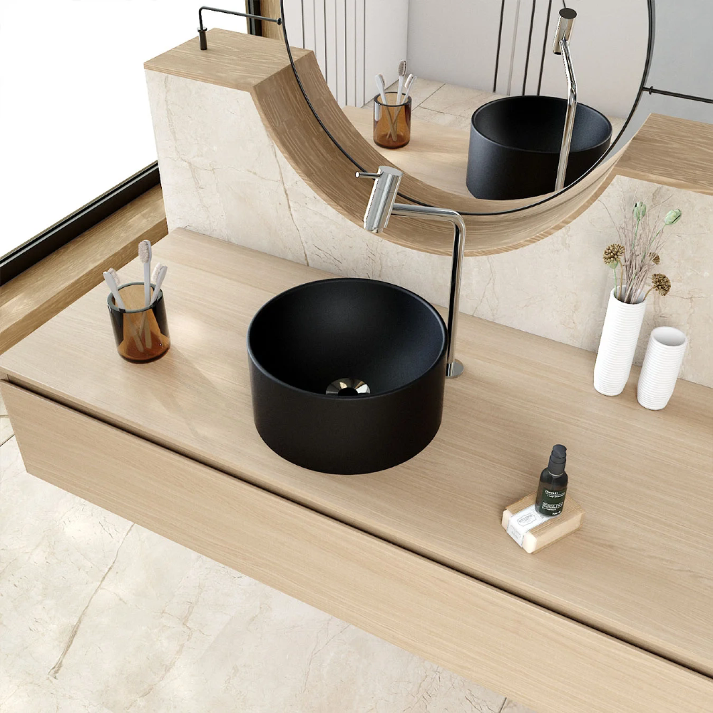 Cuba Pia Para Banheiro Redonda 30cm Celine C08 Preto - Mpozenato