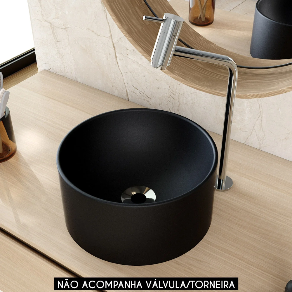 Cuba Pia Para Banheiro Redonda 30cm Celine C08 Preto - Mpozenato