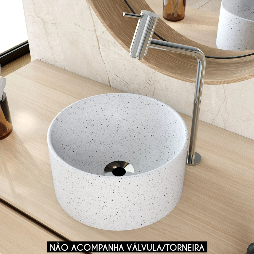 Cuba Pia Para Banheiro Redonda 30cm Celine C08 Branco Granit - Mpozenato