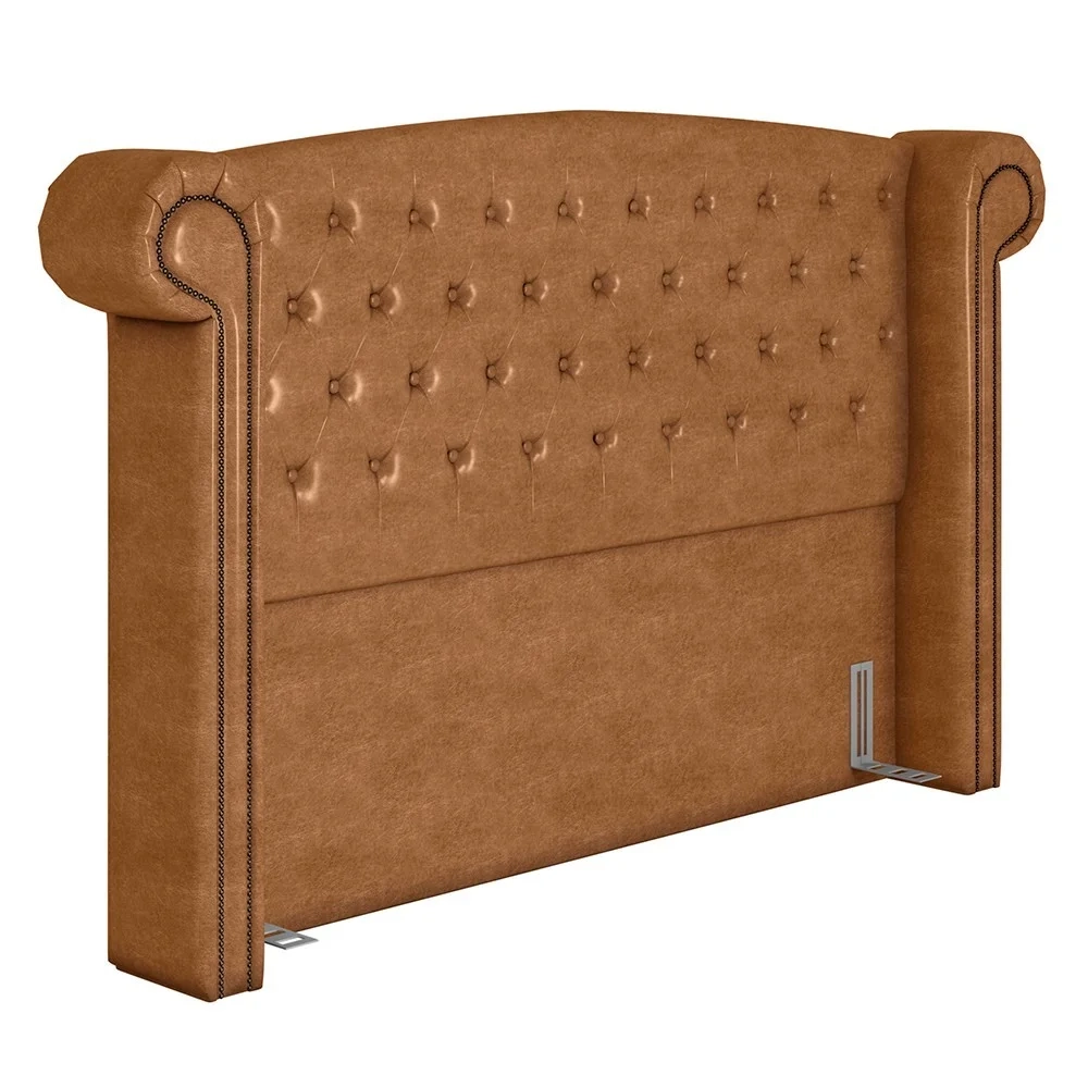 Cabeceira Cama Box Casal 140cm Provença e Recamier Veneto Z37 Sintético Caramelo - Mpozenato