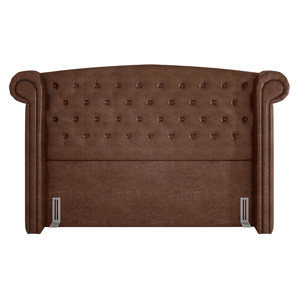 Cabeceira Cama Box Casal 140cm Provença e Recamier Veneto Z37 Sintético Marrom - Mpozenato