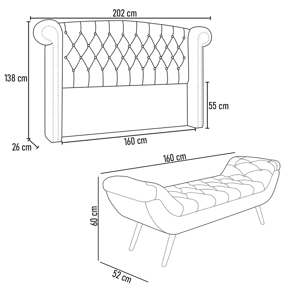 Cabeceira Cama Box Queen 160cm Provença e Recamier Veneto Z37 Boucle Branco - Mpozenato