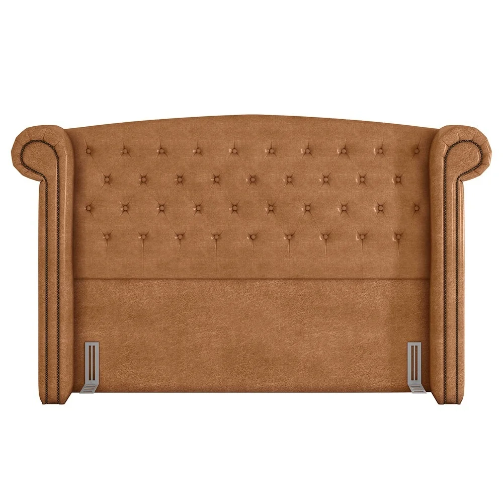 Cabeceira Cama Box King 195cm Provença e Recamier Veneto Z37 Sintético Caramelo - Mpozenato