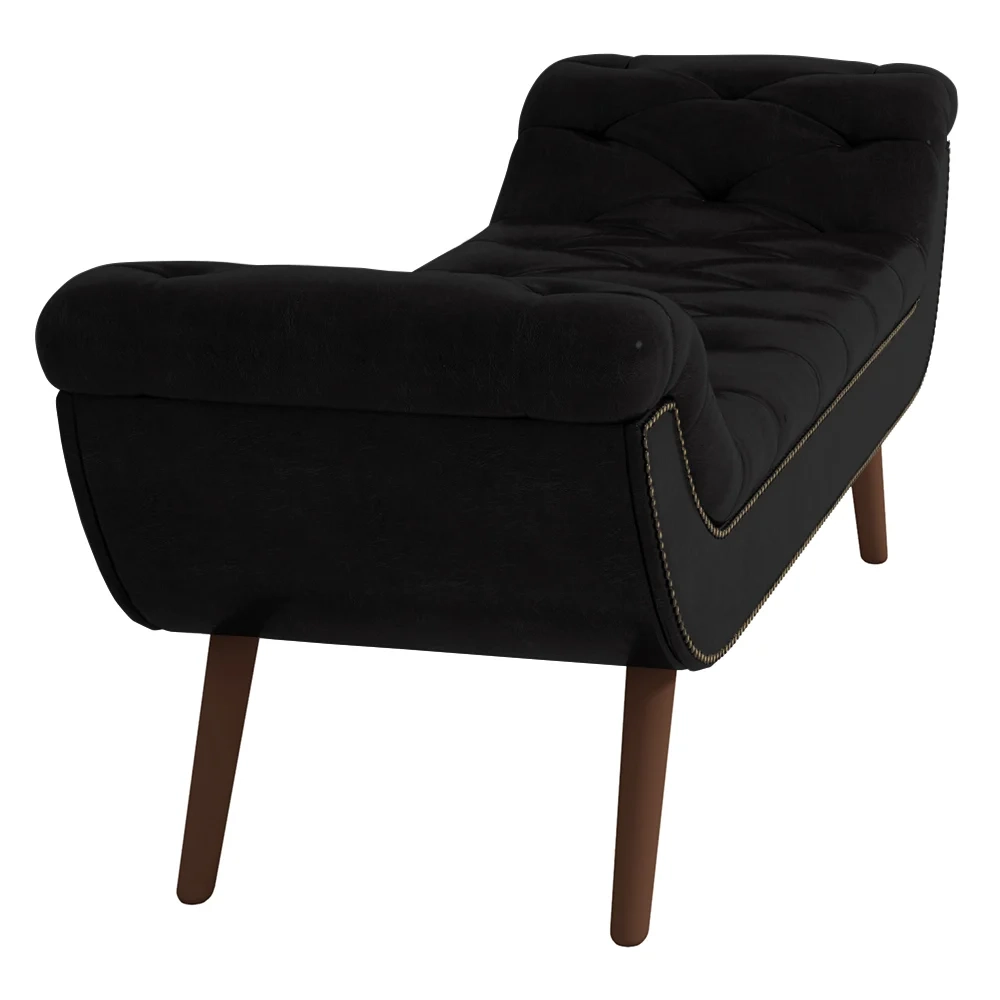 Cabeceira Cama Box King 195cm Provença e Recamier Veneto Z37 Sintético Preto - Mpozenato