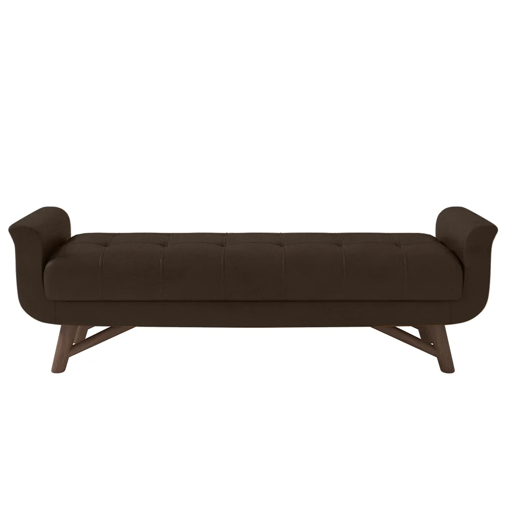 Puff Recamier Calçadeira 160cm Base Madeira Neville Z37 Sintético Marrom - Mpozenato