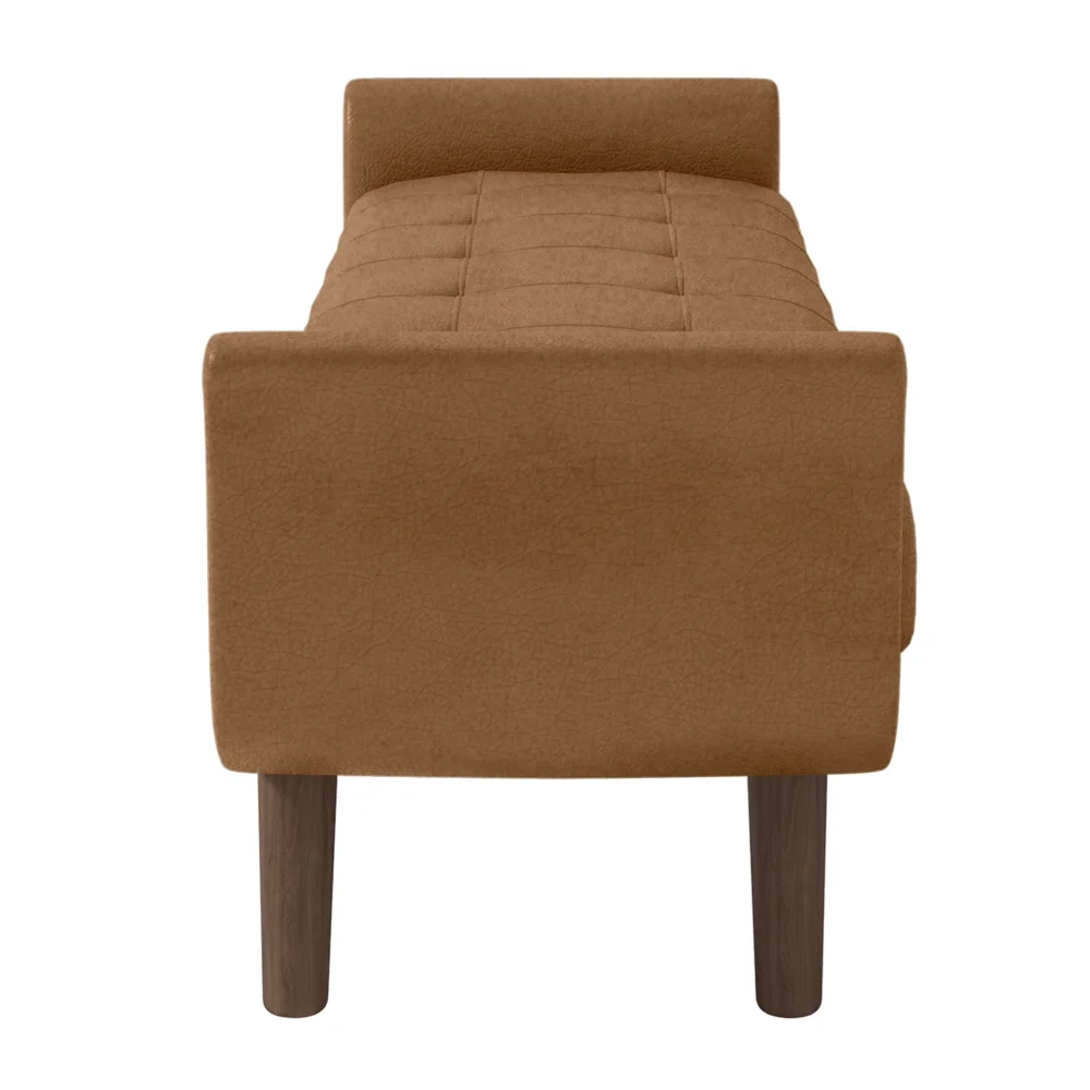 Puff Recamier Calçadeira 195cm Base Madeira Neville Z37 Sintético Caramelo - Mpozenato