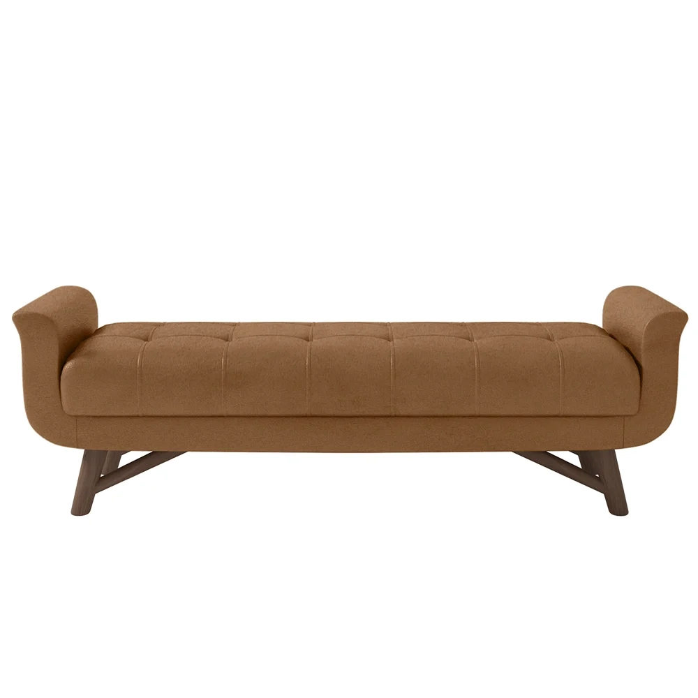 Puff Recamier Calçadeira 195cm Base Madeira Neville Z37 Sintético Caramelo - Mpozenato