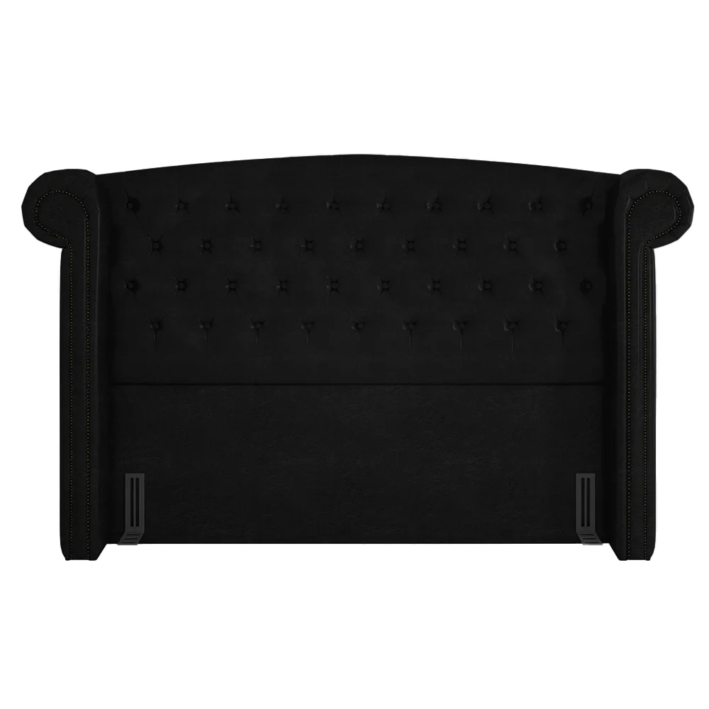 Cabeceira Cama Box King 195cm Provença Z37 Sintético Preto - Mpozenato