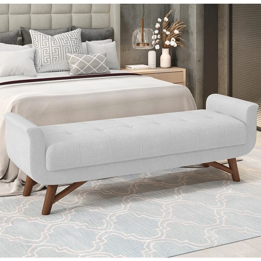 Cabeceira Cama Box Casal 140cm Pisa e Recamier Neville Z37 Boucle Branco - Mpozenato