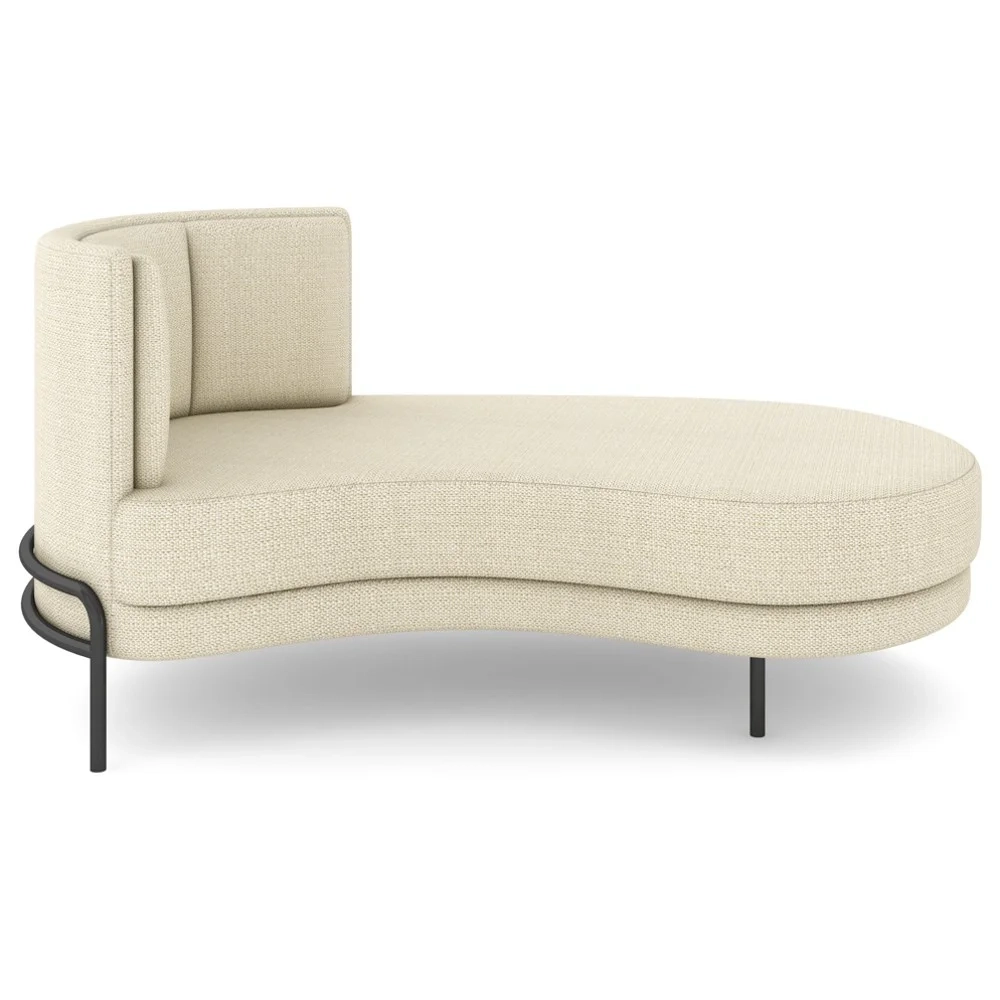 Chaise Longue Divã 164cm Braço Esquerdo Logus D06 Linho Creme - Mpozenato