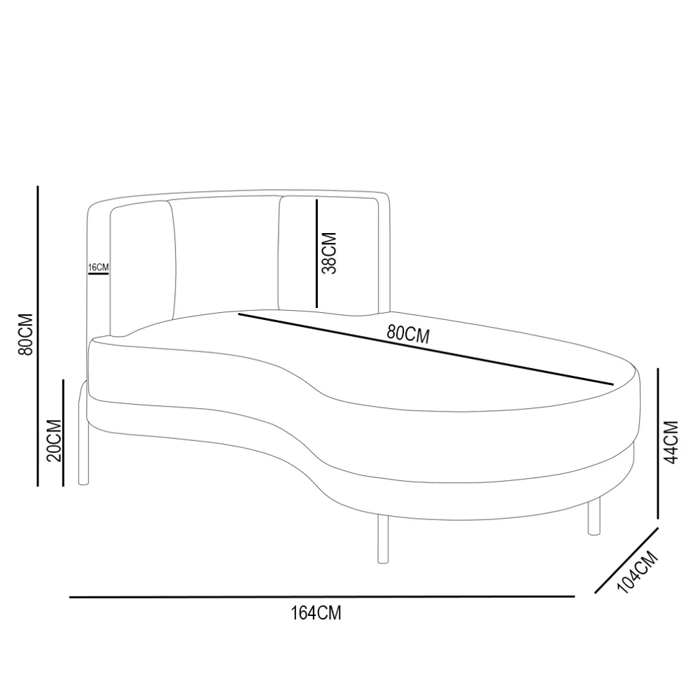 Chaise Longue Divã 164cm Braço Esquerdo Logus D06 Linho Creme - Mpozenato