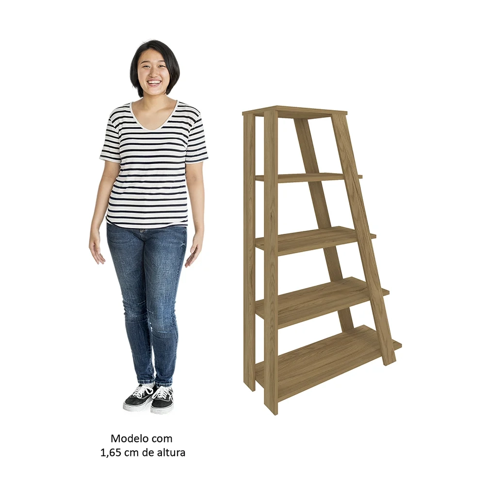 Estante Escada Multiuso Decorativa 5 Prateleiras Stela A06 Olmo - Mpozenato 