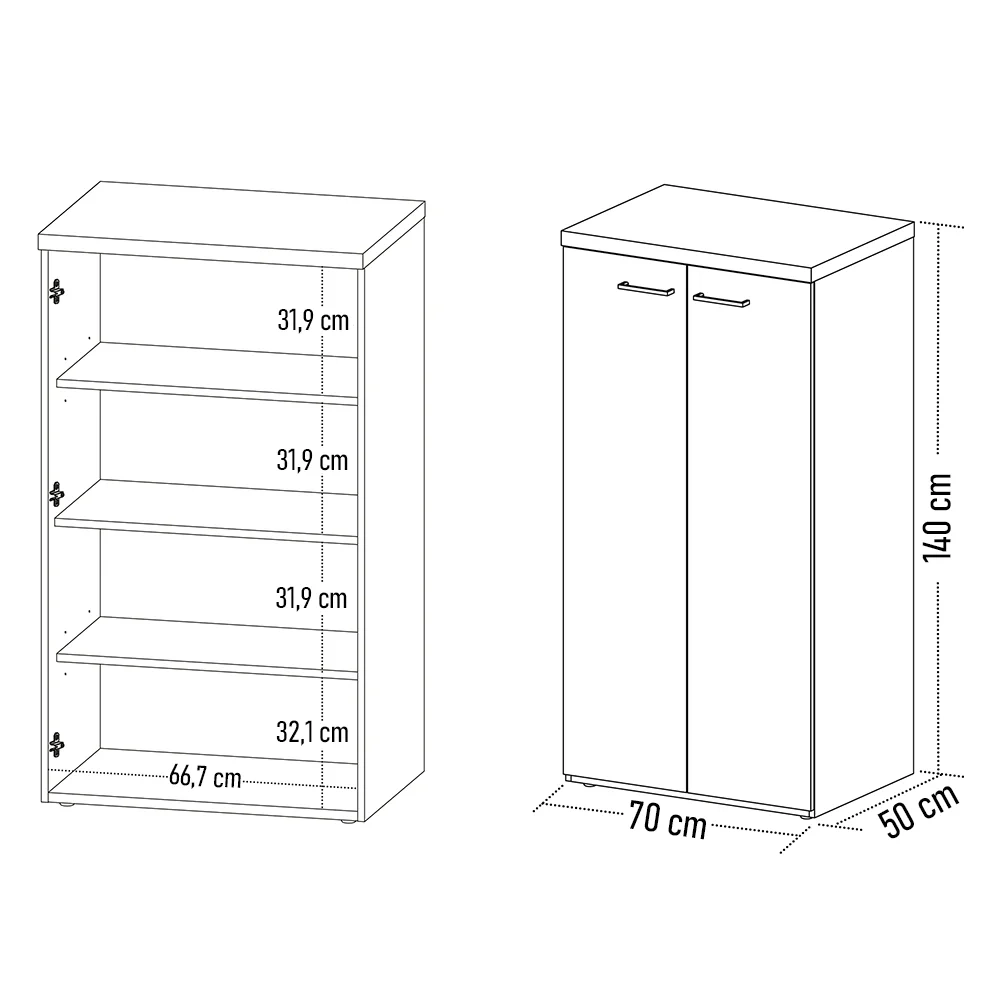 Armário Alto para Escritório 2 Portas Tok A06 Olmo/Branco - Mpozenato