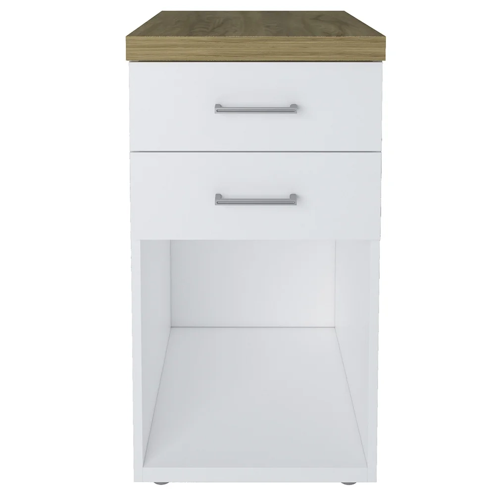 Gaveteiro para Escritório 2 Gavetas 1 Nicho Tok A06 Olmo/Branco - Mpozenato