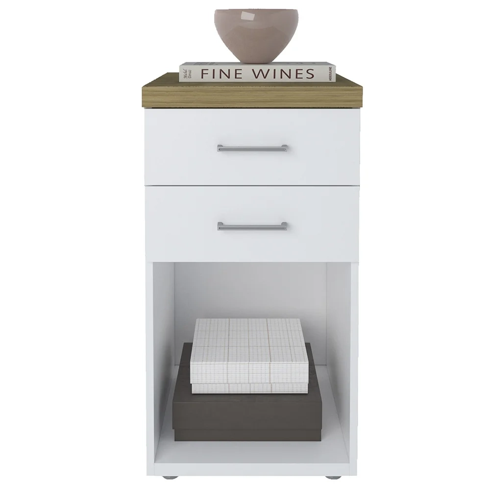 Gaveteiro para Escritório 2 Gavetas 1 Nicho Tok A06 Olmo/Branco - Mpozenato