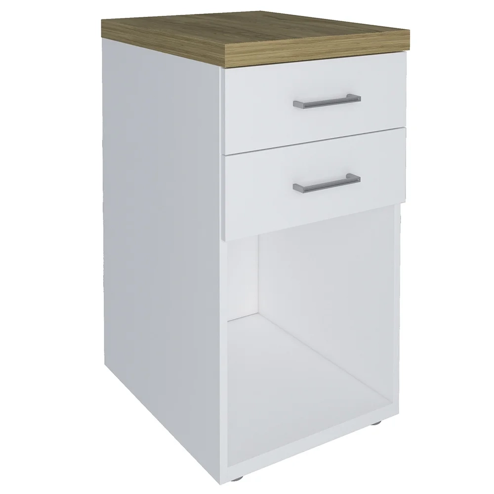 Gaveteiro para Escritório 2 Gavetas 1 Nicho Tok A06 Olmo/Branco - Mpozenato