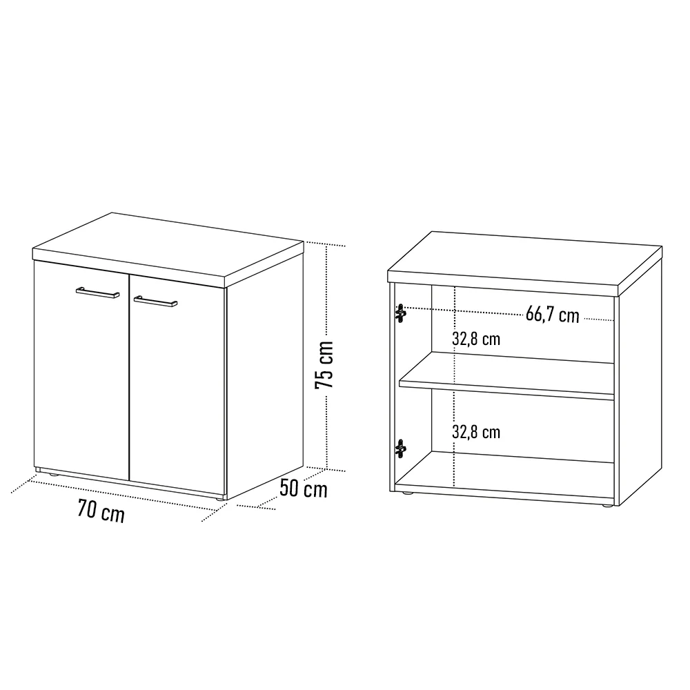 Balcão para Escritório 70cm 2 Portas Tok A06 Olmo/Branco - Mpozenato