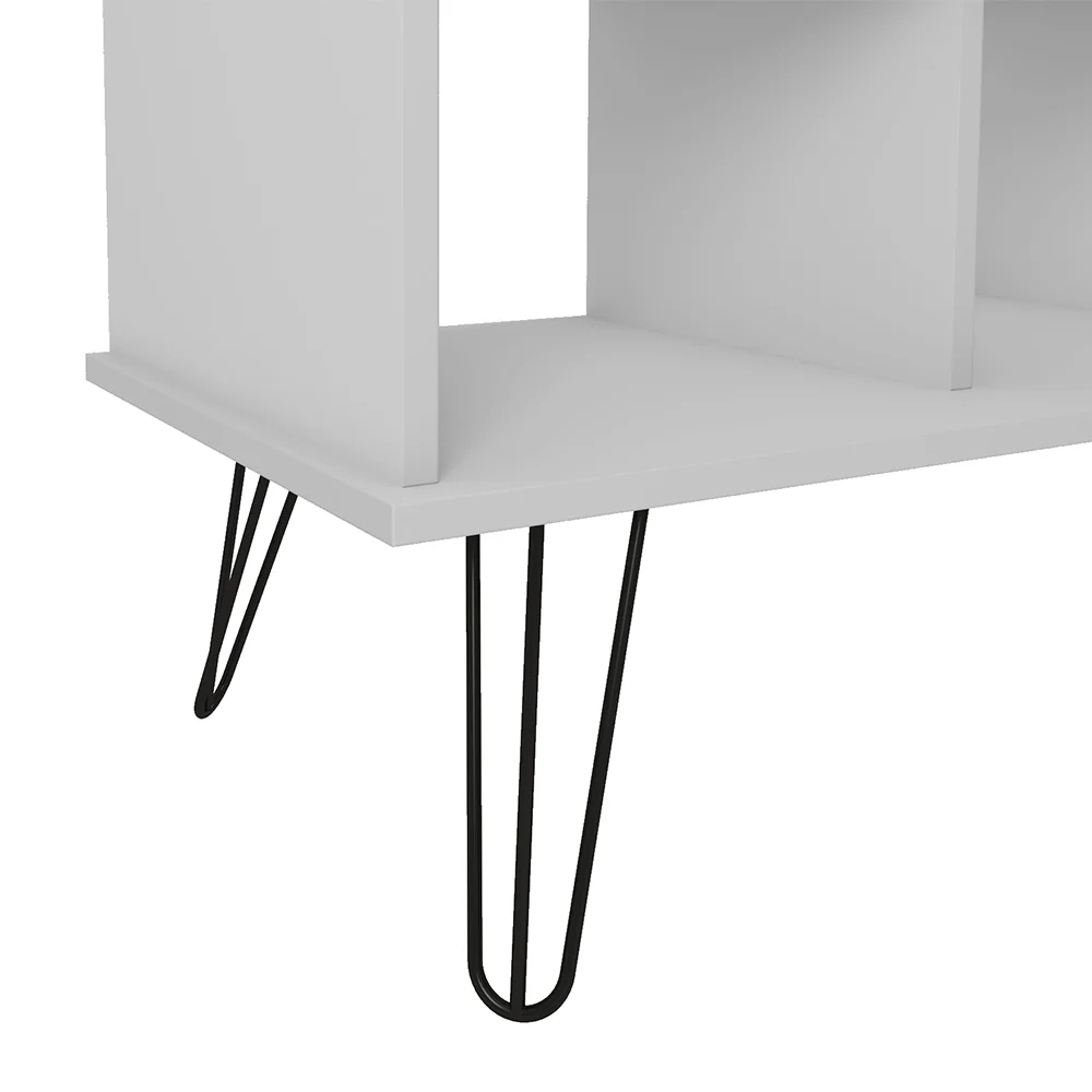 Mesa Escrivaninha em L Estilo Industrial Dhabi A06 Branco/Grafito - Mpozenato