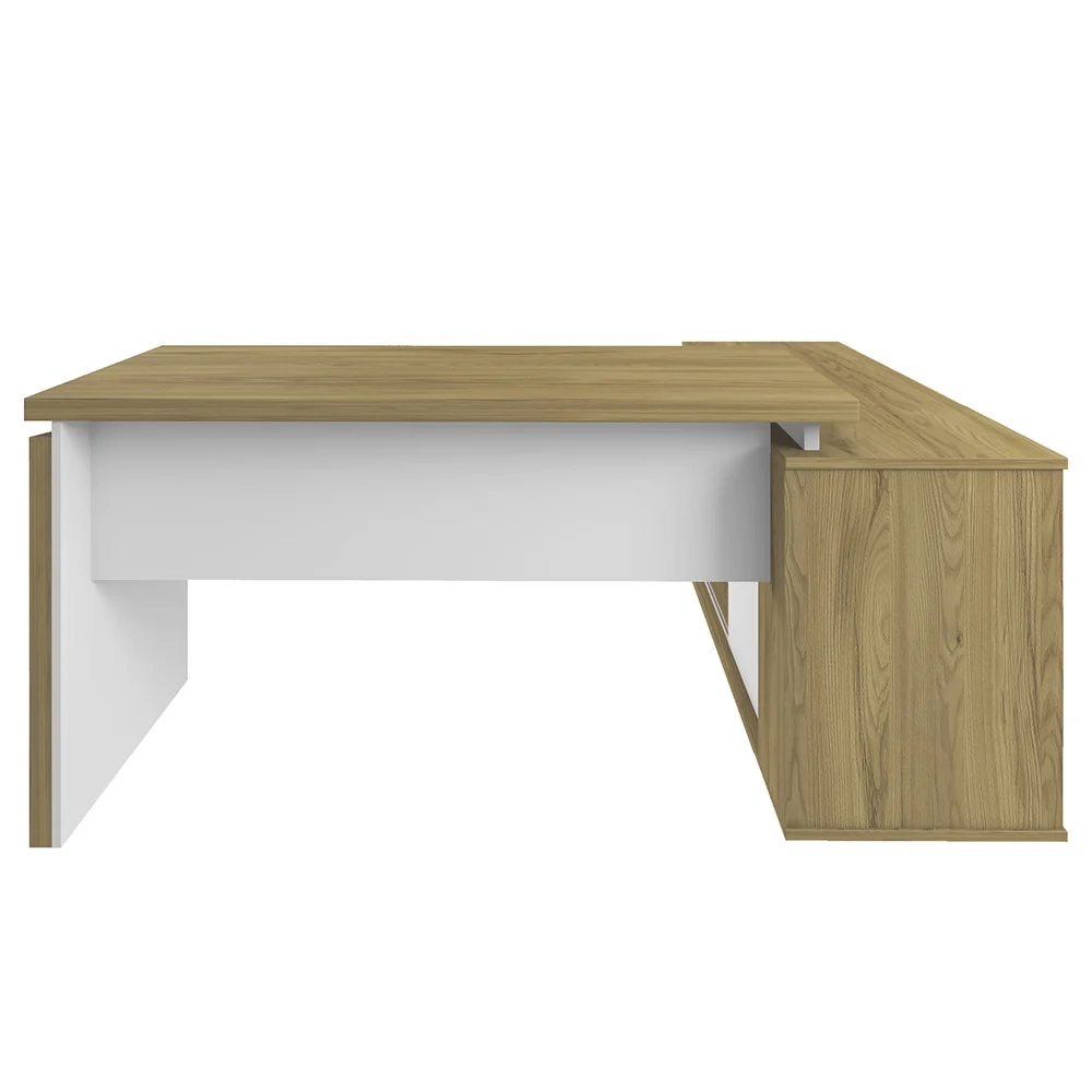 Mesa Escrivaninha em L 135x168cm 1 Porta Sharp A06 Olmo/Branco - Mpozenato