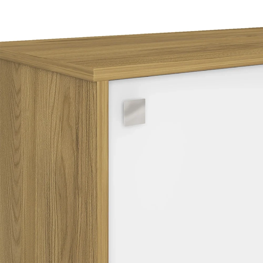 Mesa Escrivaninha em L 135x168cm 1 Porta Sharp A06 Olmo/Branco - Mpozenato