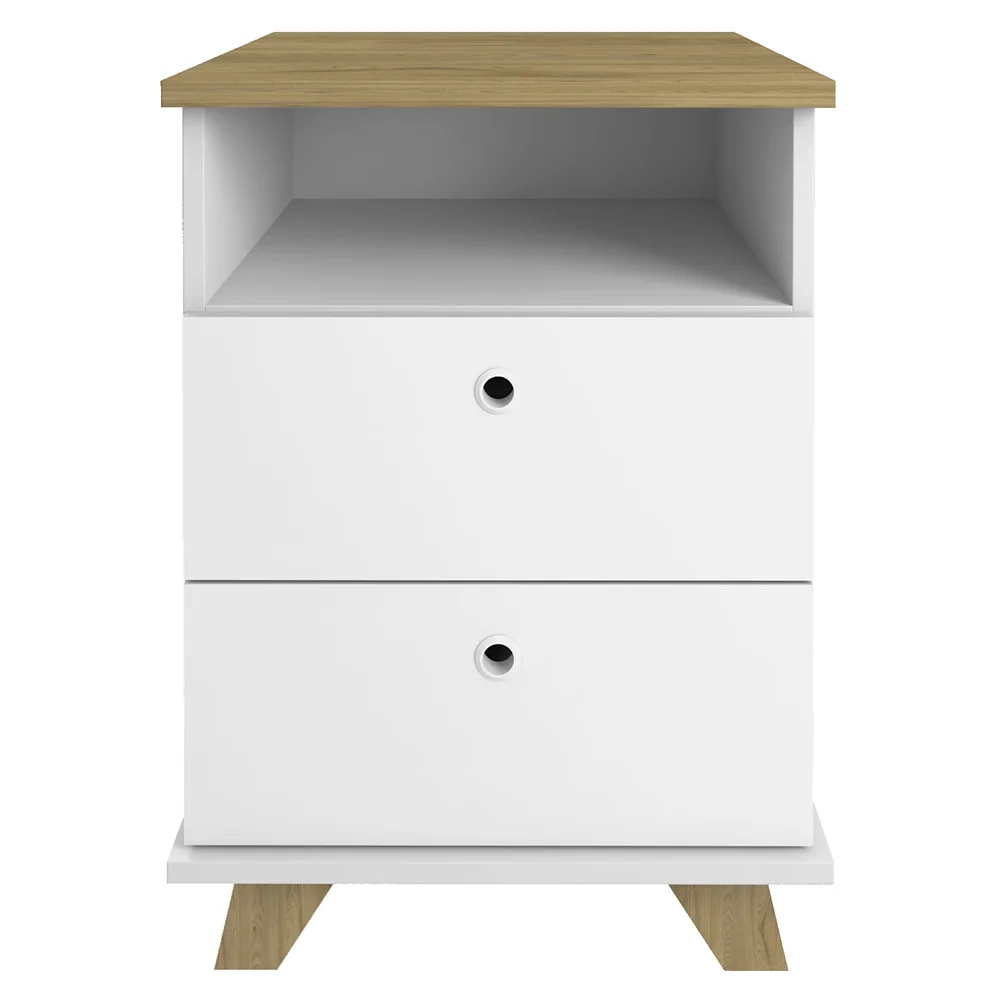 Gaveteiro para Escritório 2 Gavetas 1 Nicho May A06 Olmo/Branco - Mpozenato