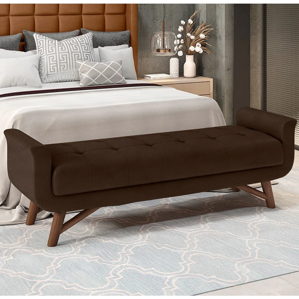 Cabeceira Cama Box Casal 140cm Pisa e Recamier Neville Z37 Sintético Marrom - Mpozenato