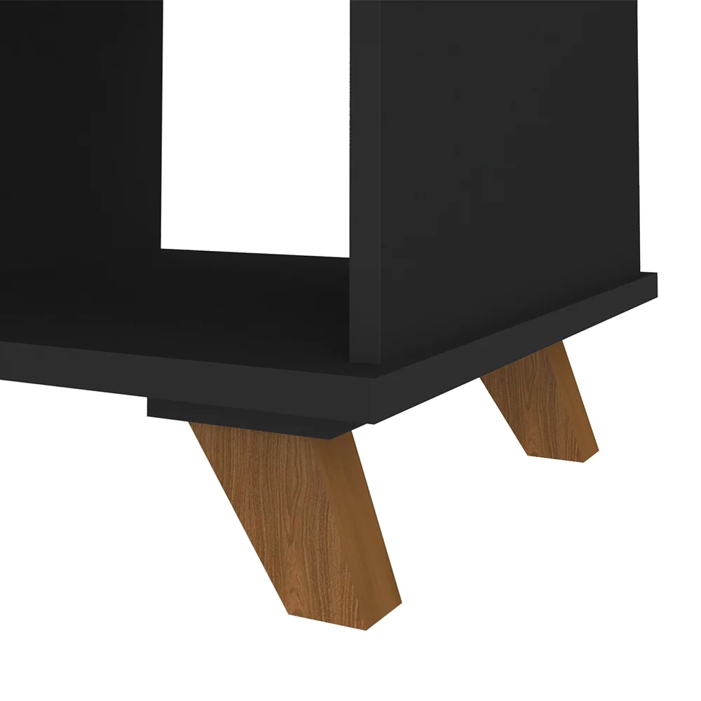 Mesa Escrivaninha em L 2 Gavetas e Nichos Golden A06 Freijó/Preto - Mpozenato