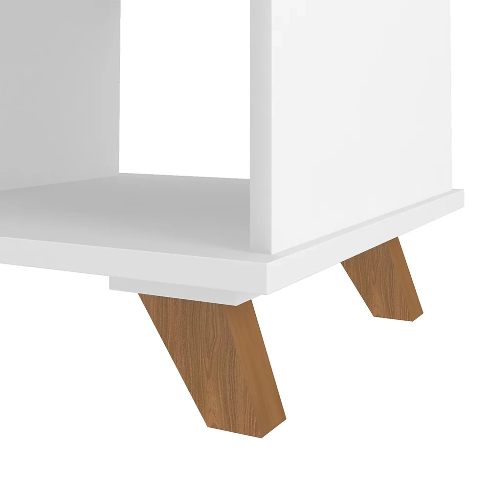 Mesa Escrivaninha em L 2 Gavetas e Nichos Golden A06 Freijó/Grafito/Branco - Mpozenato