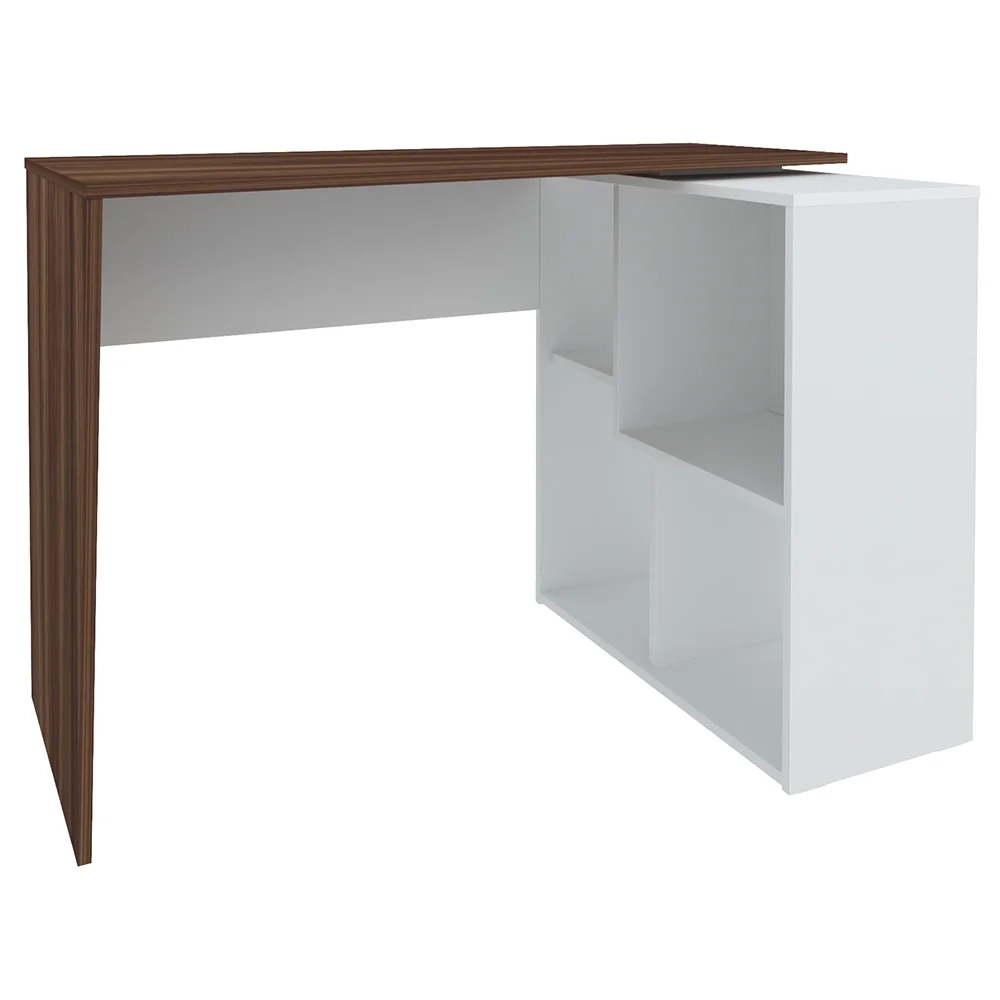 Mesa Escrivaninha 2 em 1 com Nichos Arbo A06 Ipê/Branco - Mpozenato