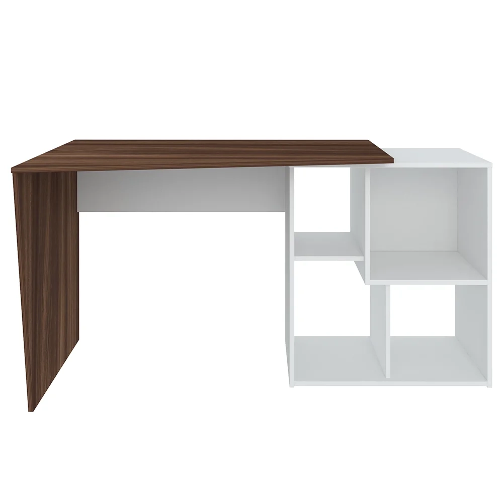 Mesa Escrivaninha 2 em 1 com Nichos Arbo A06 Ipê/Branco - Mpozenato