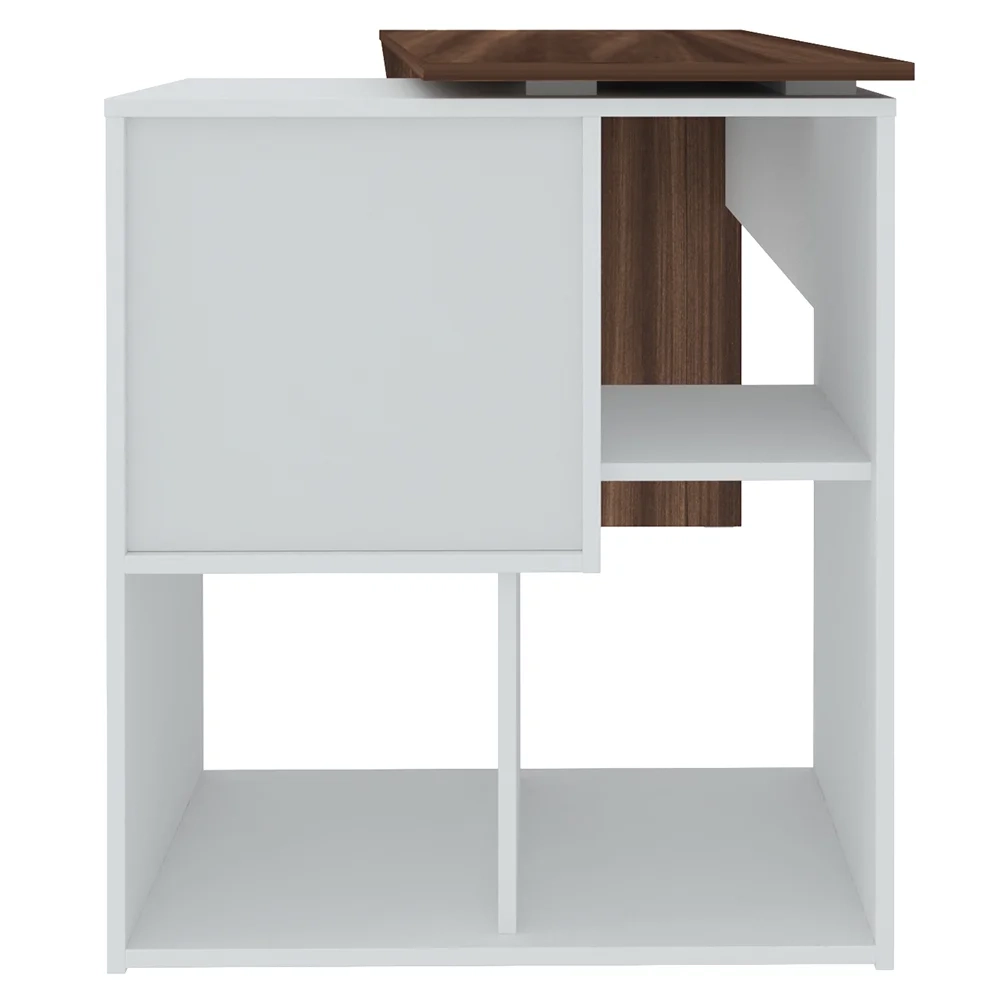 Mesa Escrivaninha 2 em 1 com Nichos Arbo A06 Ipê/Branco - Mpozenato