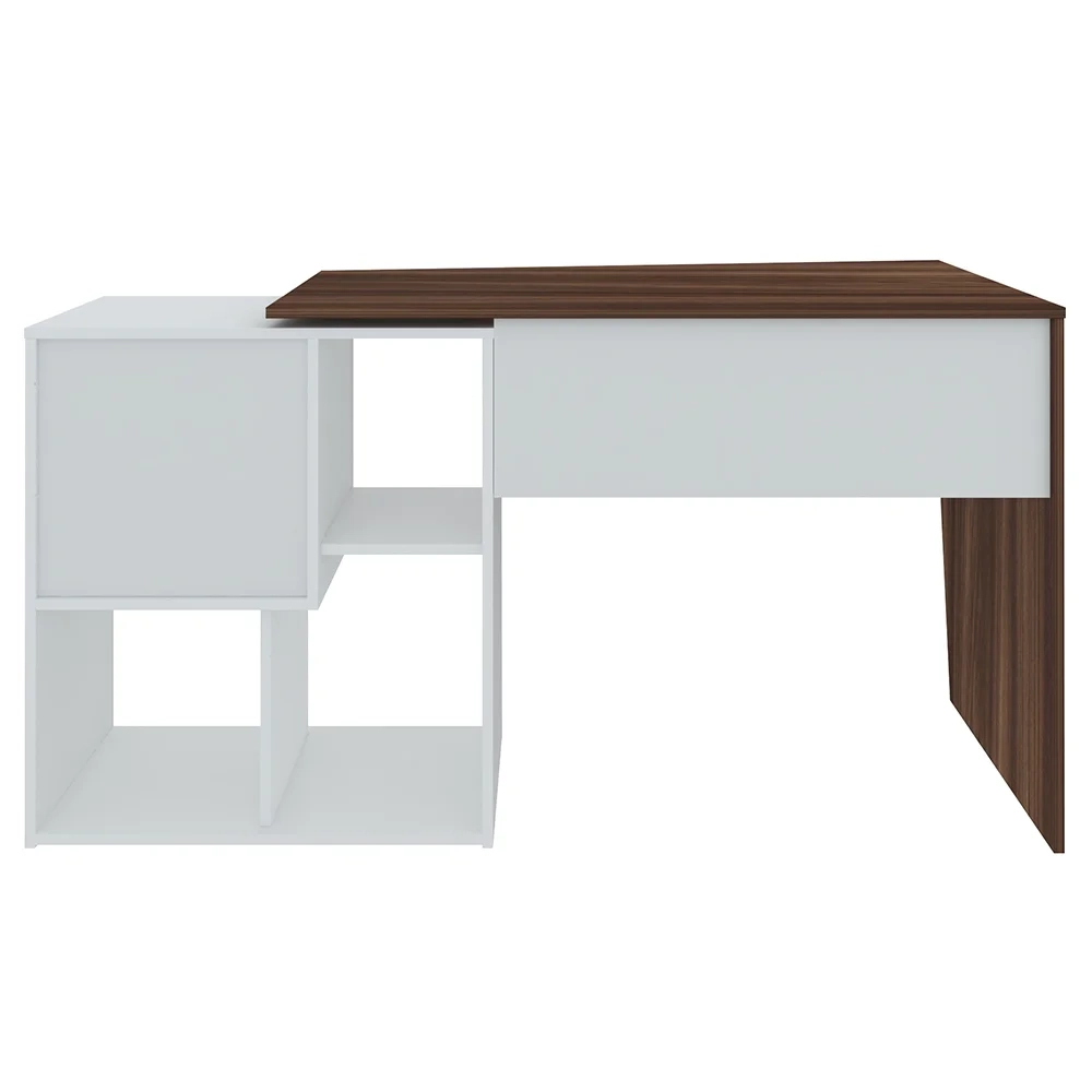 Mesa Escrivaninha 2 em 1 com Nichos Arbo A06 Ipê/Branco - Mpozenato