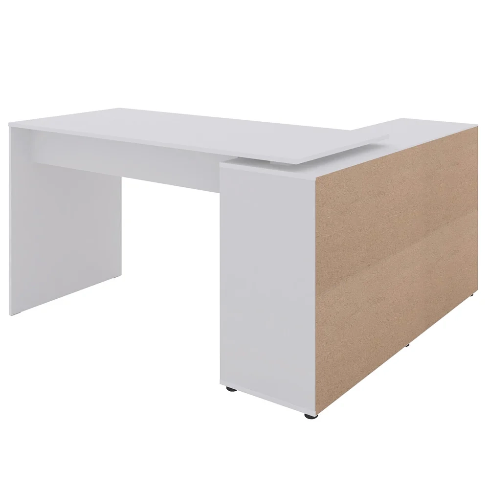 Mesa Escrivaninha em L 140x130cm 8 Nichos Eron A06 Branco - Mpozenato