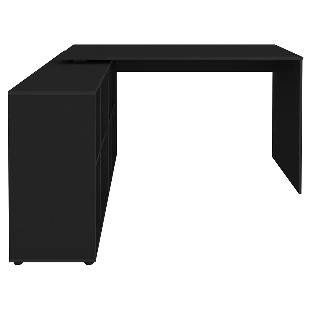 Mesa Escrivaninha em L 140x130cm 8 Nichos Eron A06 Preto - Mpozenato