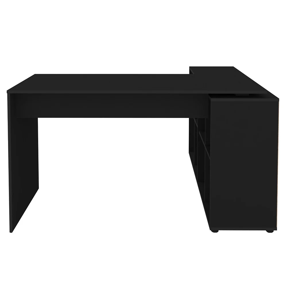 Mesa Escrivaninha em L 140x130cm 8 Nichos Eron A06 Preto - Mpozenato