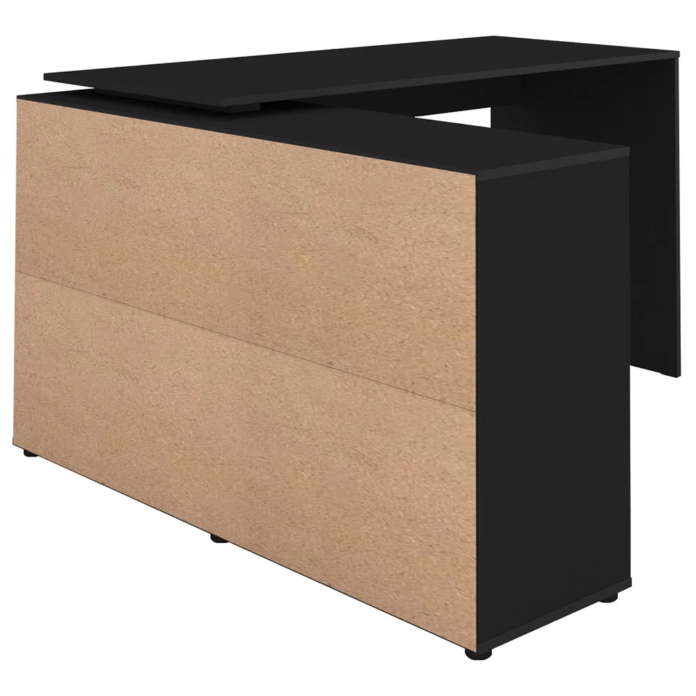 Mesa Escrivaninha em L 140x130cm 8 Nichos Eron A06 Preto - Mpozenato