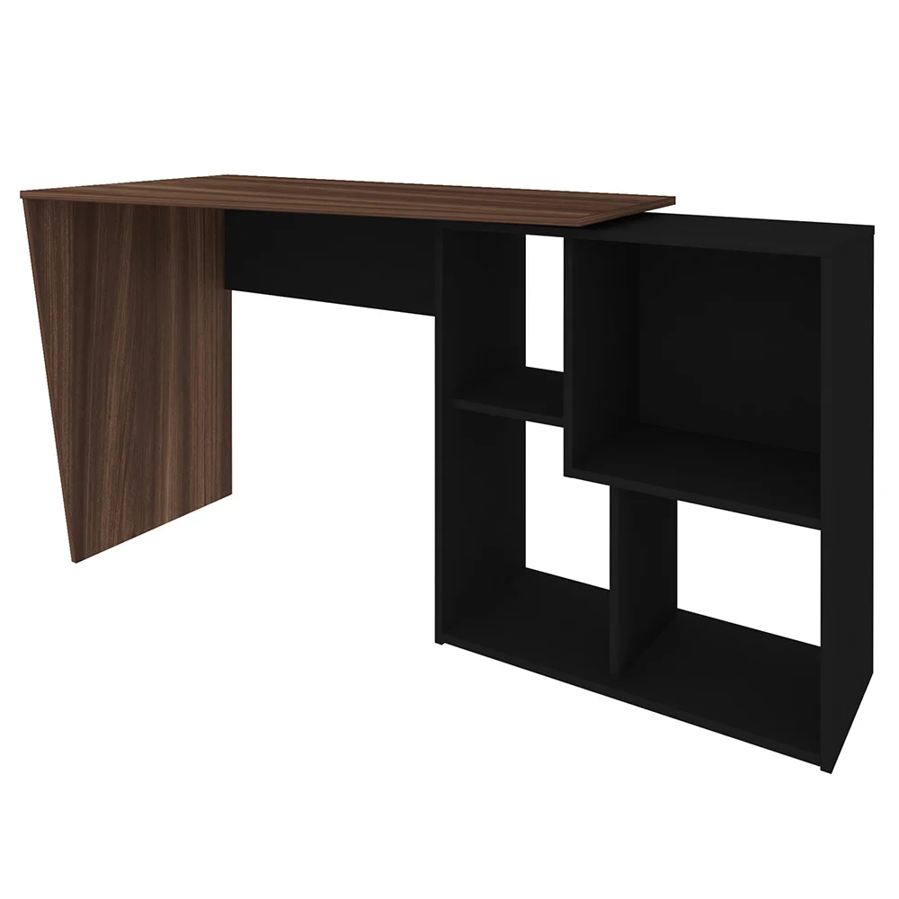 Mesa Escrivaninha 2 em 1 com Nichos Arbo A06 Ipê/Preto - Mpozenato