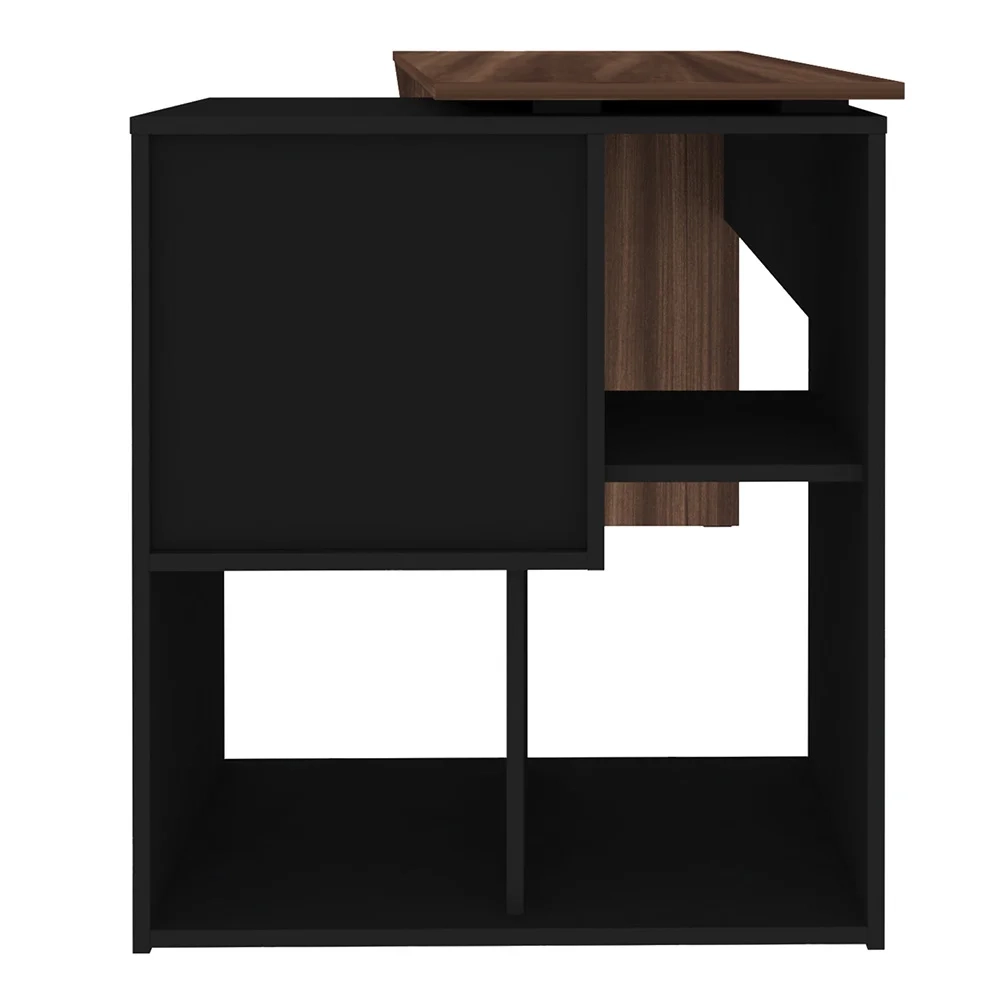 Mesa Escrivaninha 2 em 1 com Nichos Arbo A06 Ipê/Preto - Mpozenato