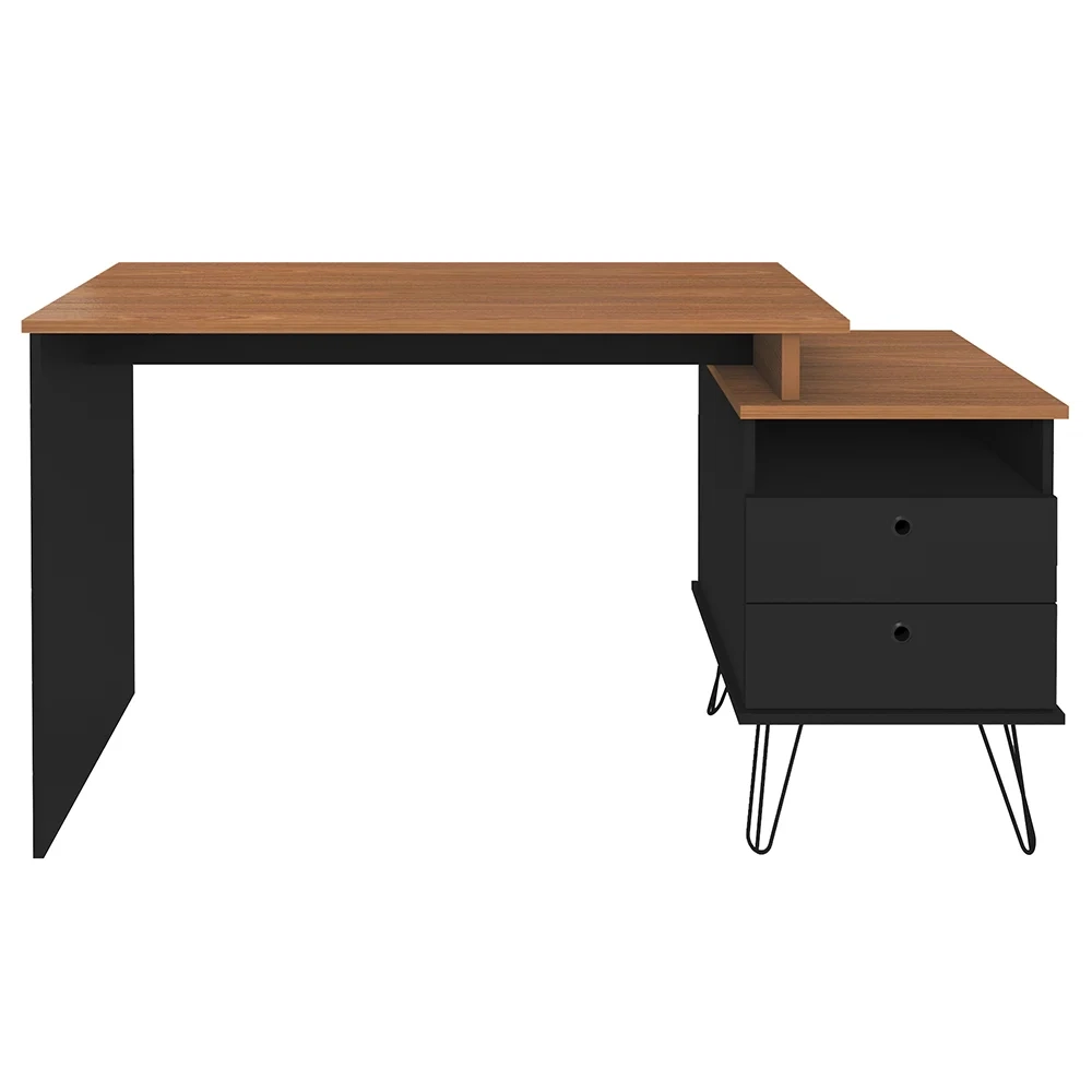 Mesa Escrivaninha Estilo Industrial Flex Lux A06 Freijó/Preto - Mpozenato