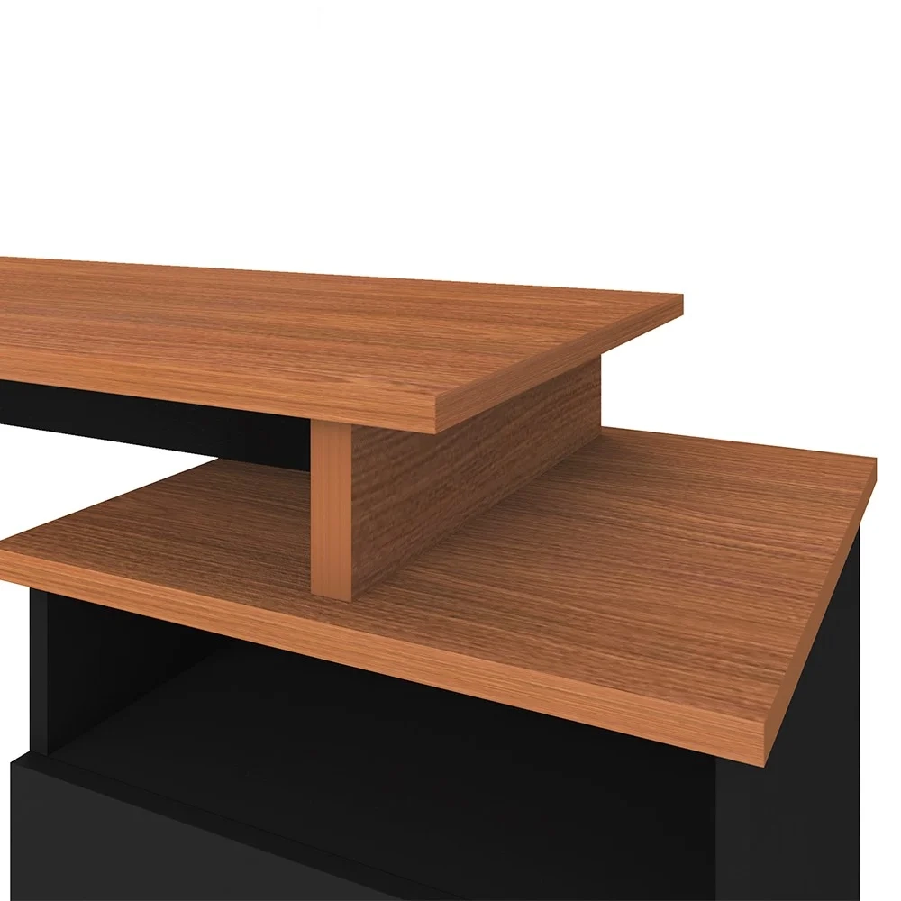 Mesa Escrivaninha Estilo Industrial Flex Lux A06 Freijó/Preto - Mpozenato