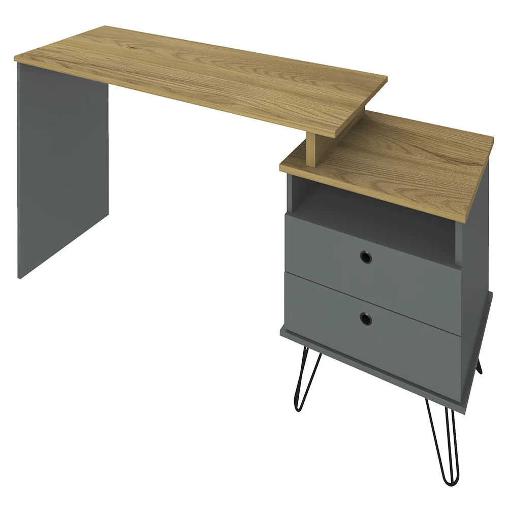 Mesa Escrivaninha Estilo Industrial Flex Lux A06 Olmo/Grafito - Mpozenato