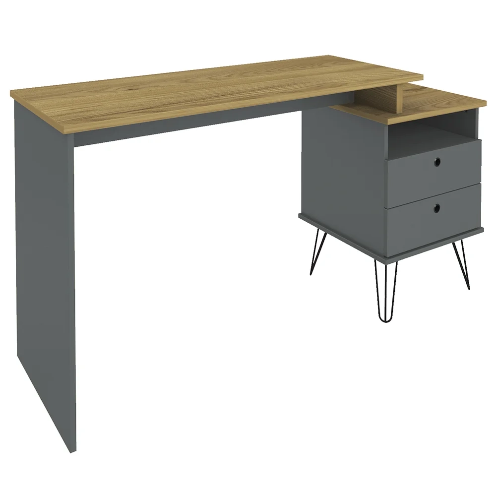 Mesa Escrivaninha Estilo Industrial Flex Lux A06 Olmo/Grafito - Mpozenato