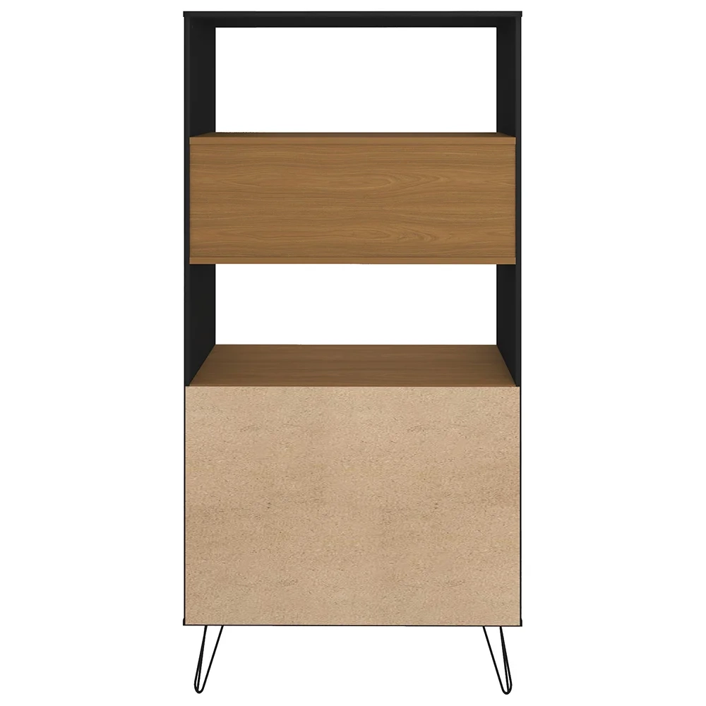 Estante Livreiro Decorativa 2 Portas Industrial Lit A06 Freijó/Preto - Mpozenato