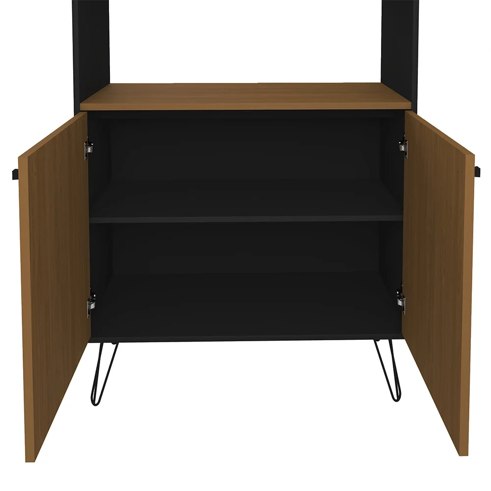 Estante Livreiro Decorativa 2 Portas Industrial Lit A06 Freijó/Preto - Mpozenato