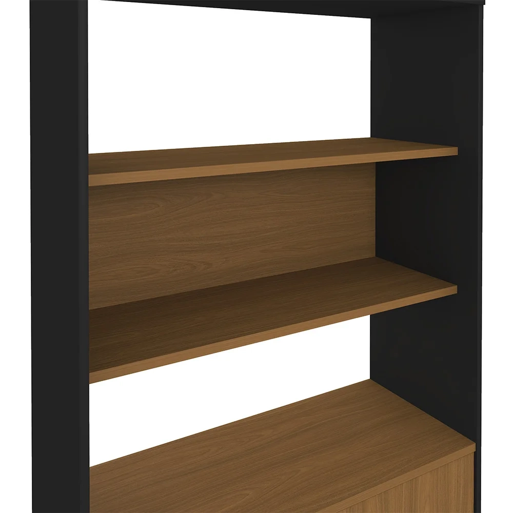 Estante Livreiro Decorativa 2 Portas Industrial Lit A06 Freijó/Preto - Mpozenato