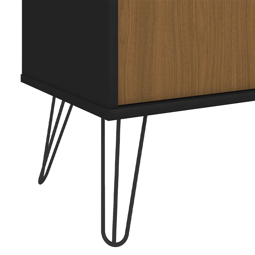 Estante Livreiro Decorativa 2 Portas Industrial Lit A06 Freijó/Preto - Mpozenato