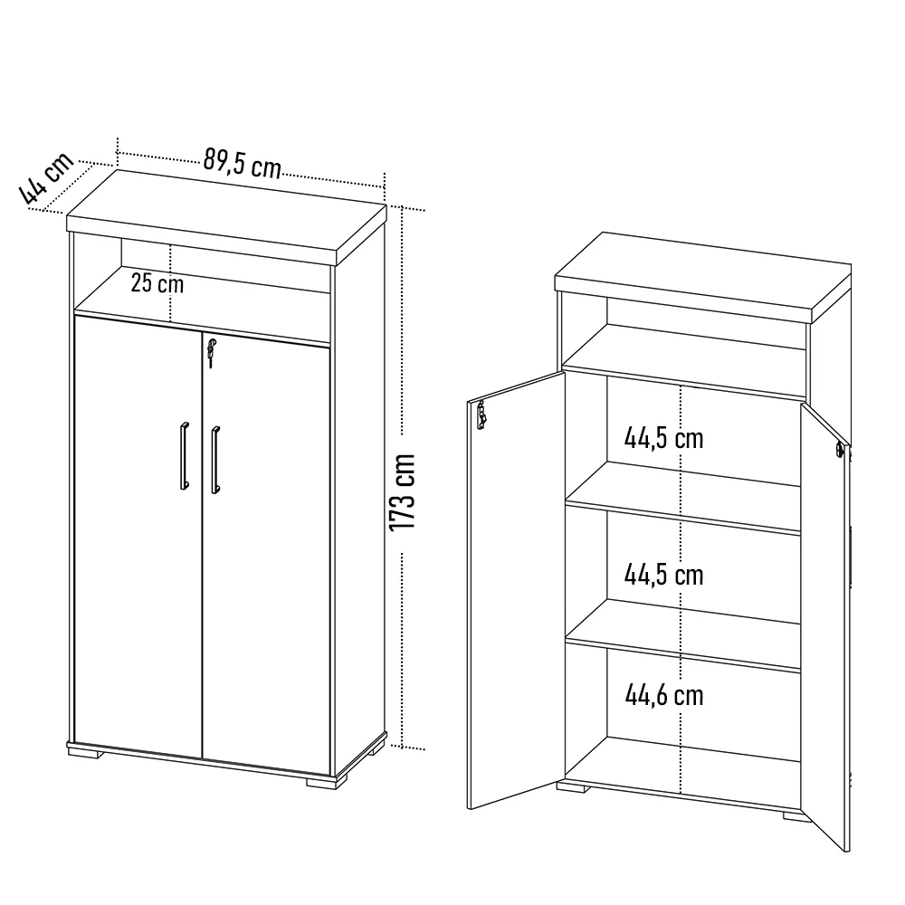 Armário para Escritório 2 Portas 1 Nicho Corp A06 Carvalho/Branco - Mpozenato