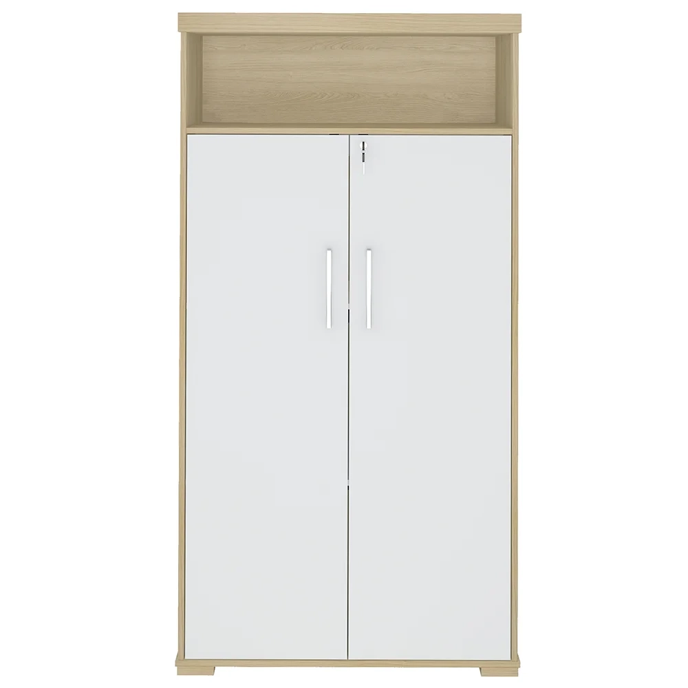 Armário para Escritório 2 Portas 1 Nicho Corp A06 Carvalho/Branco - Mpozenato