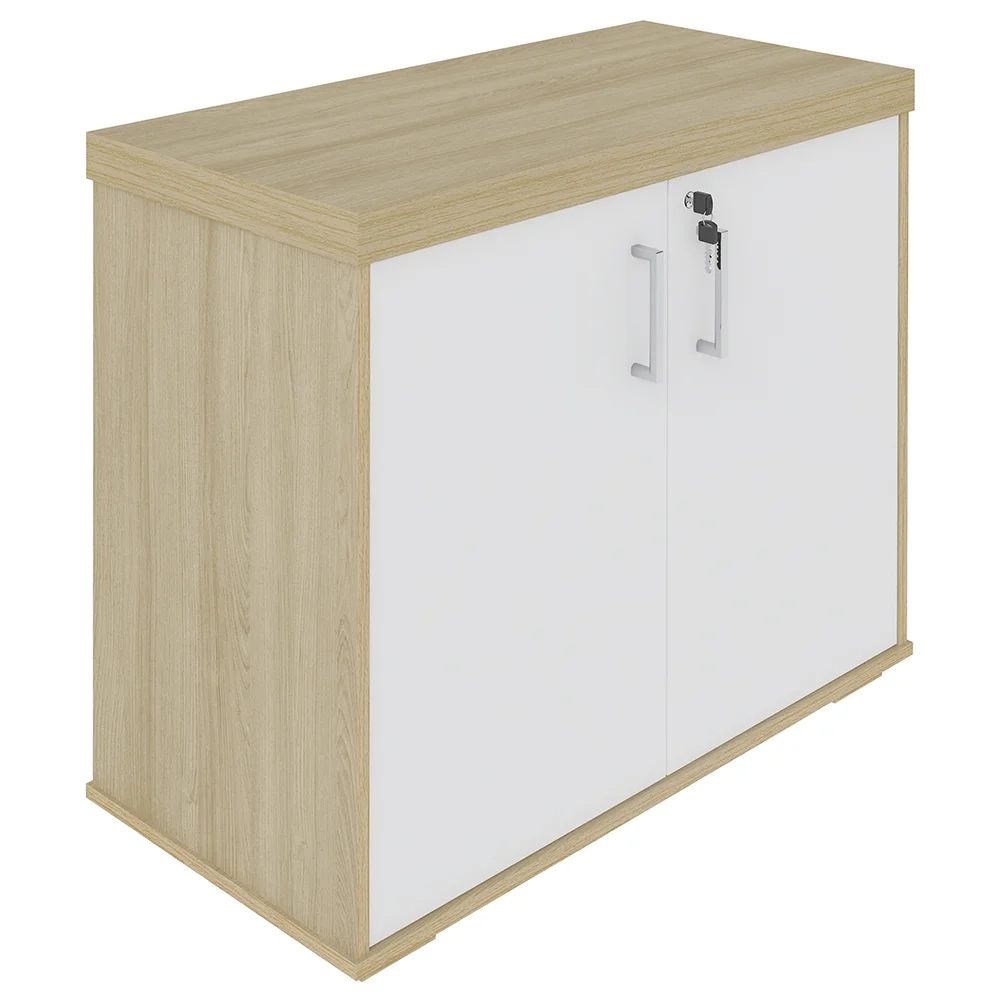 Balcão para Escritório 90cm 2 Portas Corp A06 Carvalho/Branco - Mpozenato