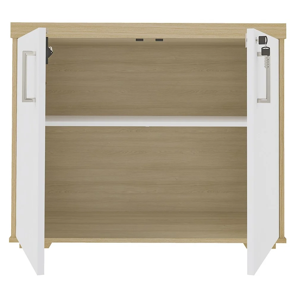 Balcão para Escritório 90cm 2 Portas Corp A06 Carvalho/Branco - Mpozenato